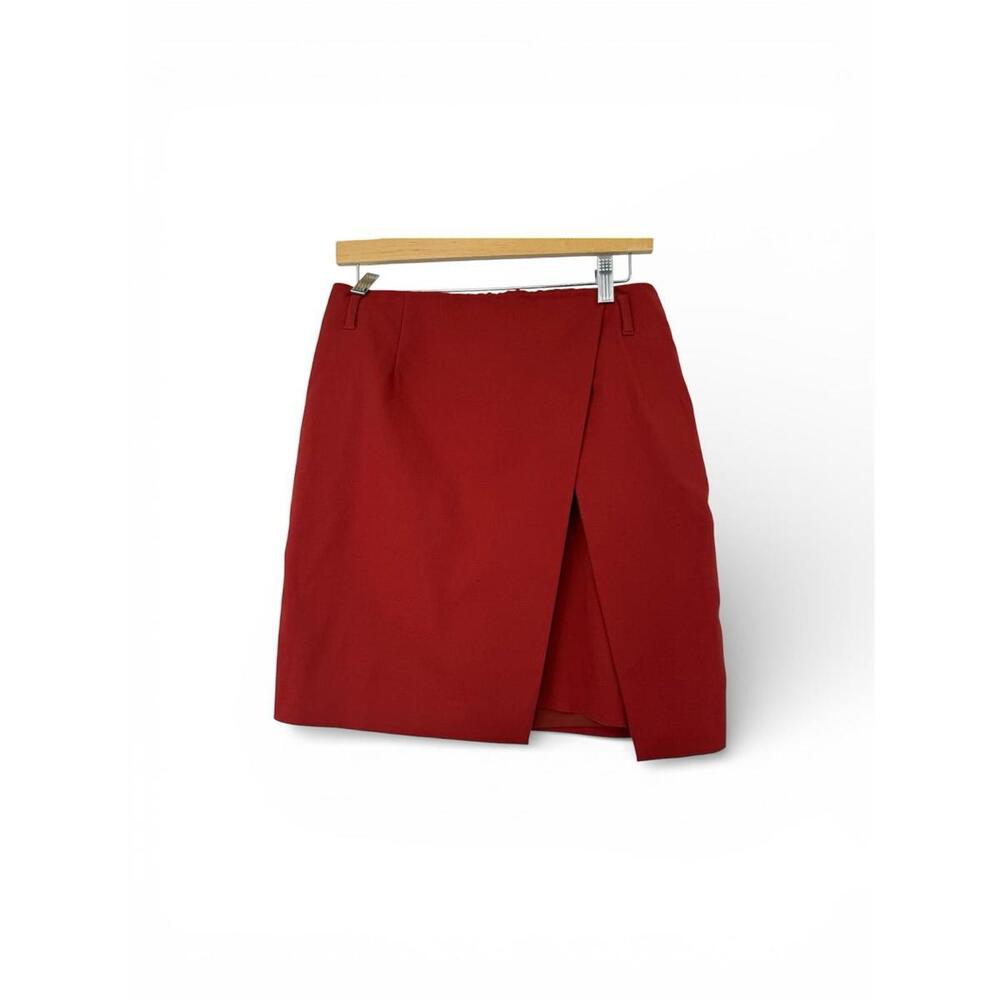 Women's White House Black Market Career Burned Red Cinnamon Red Faux Wrap Skirt
